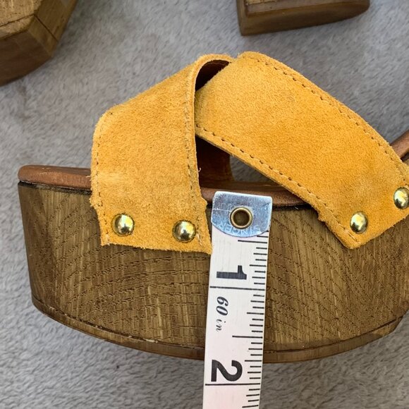 Aldo Deleniel Suede and Wooden Platform Block Heels Sz9 - Picture 14 of 16